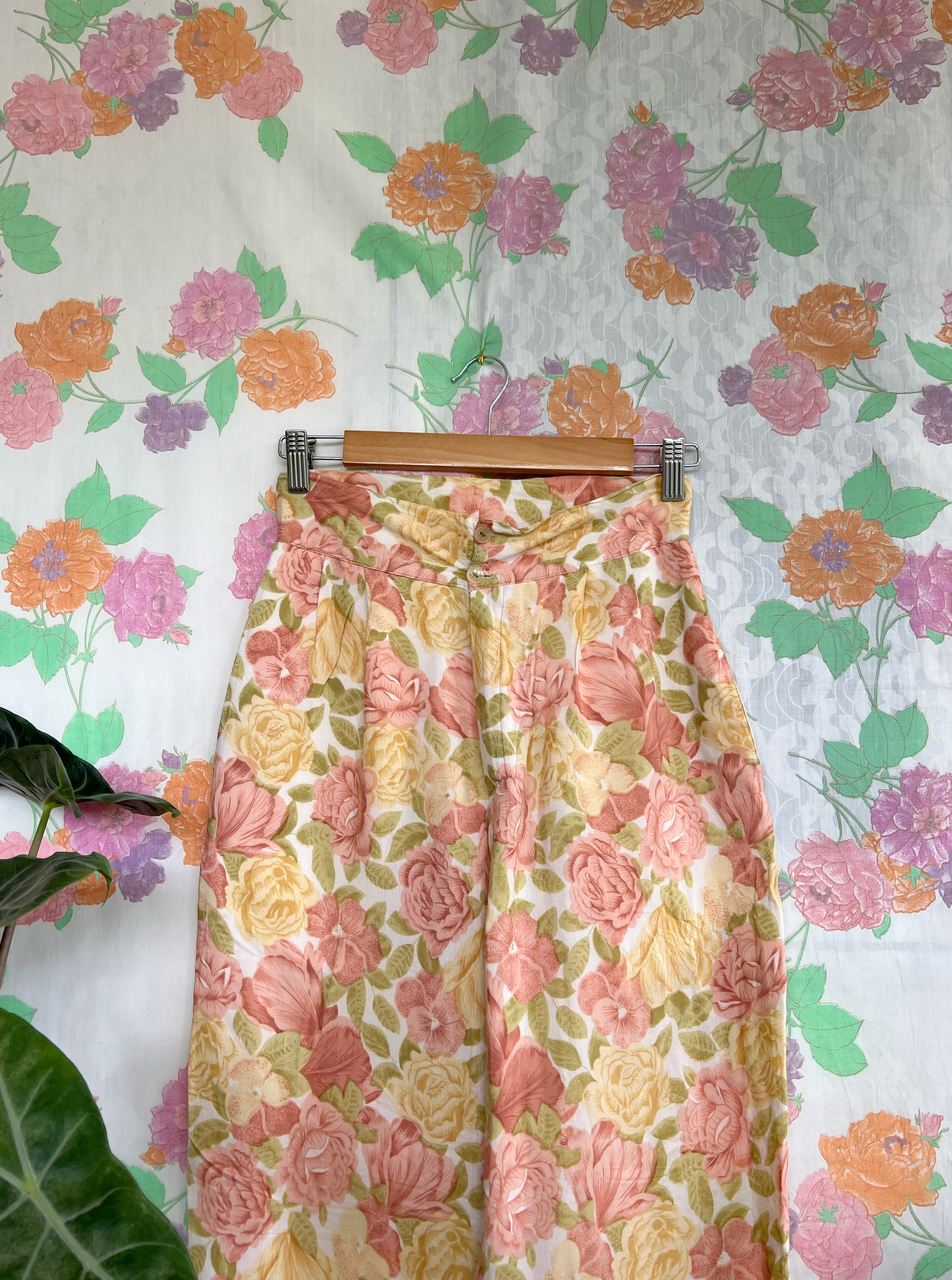 Floral High Waisted Vintage Pants