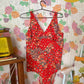 Red Geometric Vintage Swimsuit